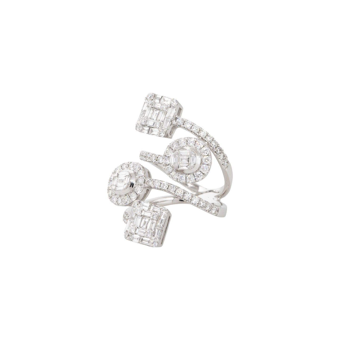 18k White Gold 2.5ctw Diamond Mosaic Station Crossover Ring