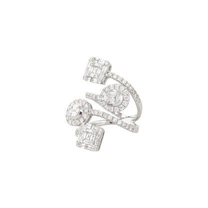 18k White Gold 2.5ctw Diamond Mosaic Station Crossover Ring