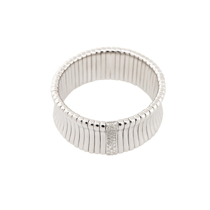 18k White Gold 0.91ctw Wide Diamond Bar Stretchy Bracelet