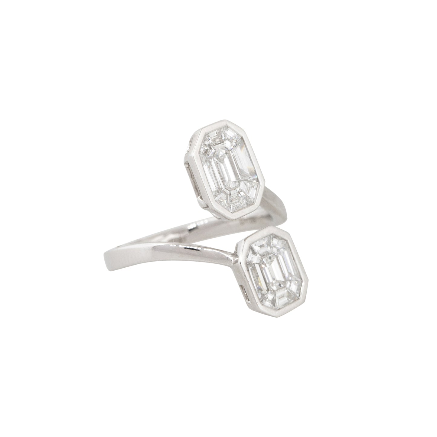 18k White Gold 1.09ctw Diamond Mosaic Open Bypass Ring