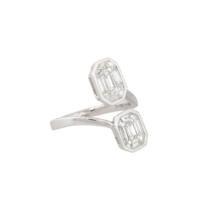 18k White Gold 1.09ctw Diamond Mosaic Open Bypass Ring