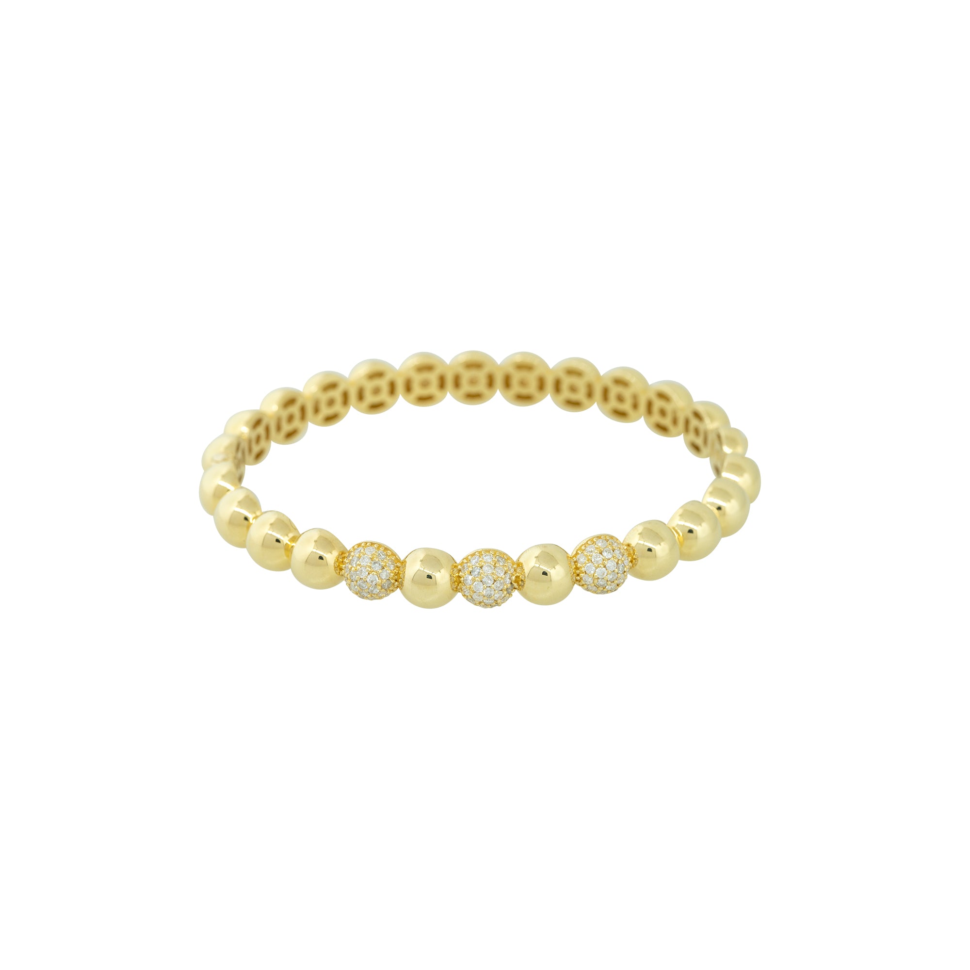 18k Yellow Gold 0.64ctw Pave Diamond Bump Bangle