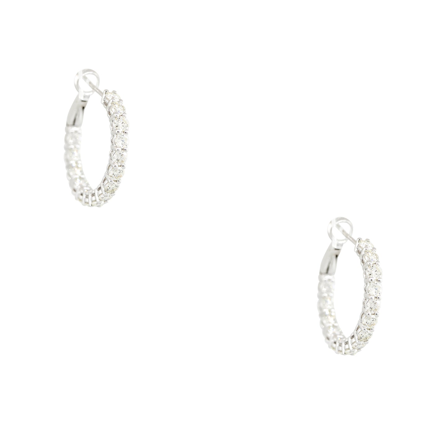 14k White Gold 2.57ctw Diamond Inside Out Hoop Earrings