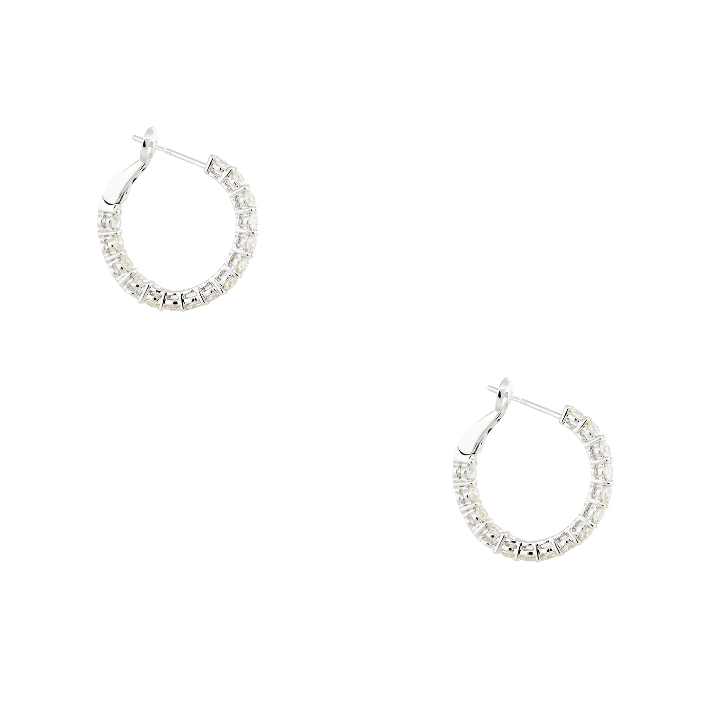 14k White Gold 2.57ctw Diamond Inside Out Hoop Earrings