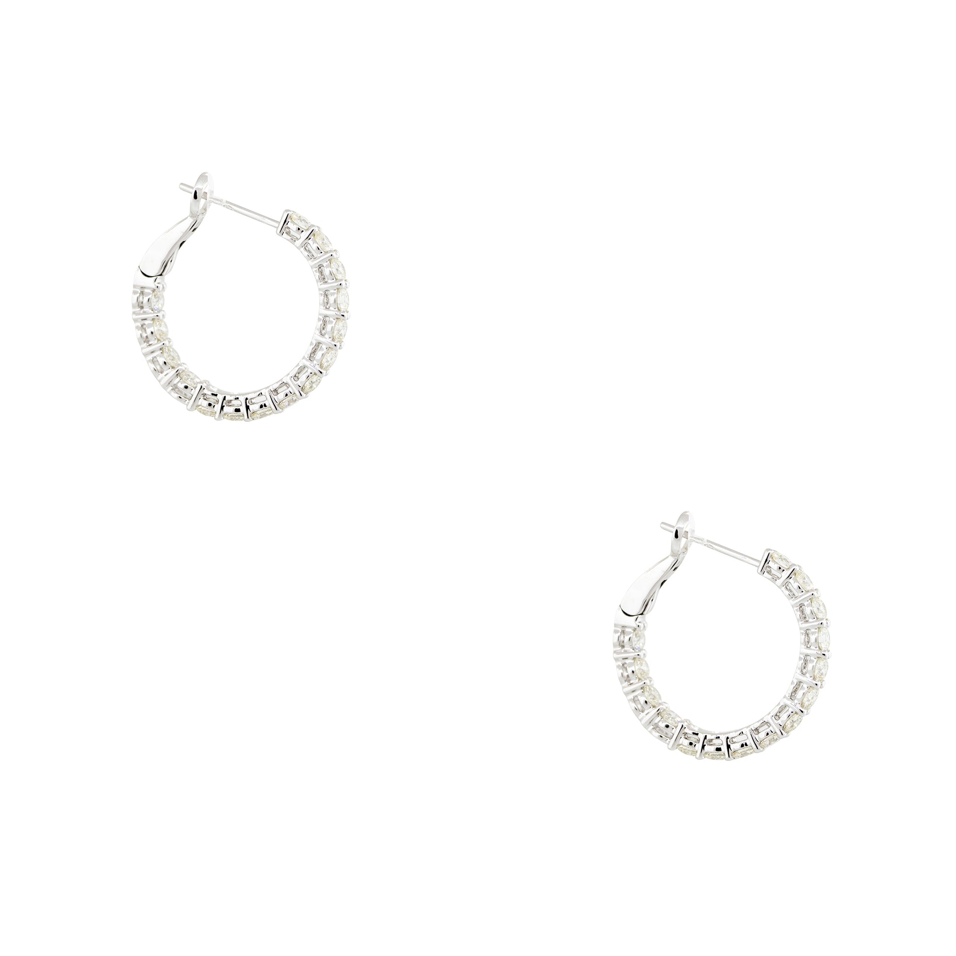 14k White Gold 2.57ctw Diamond Inside Out Hoop Earrings