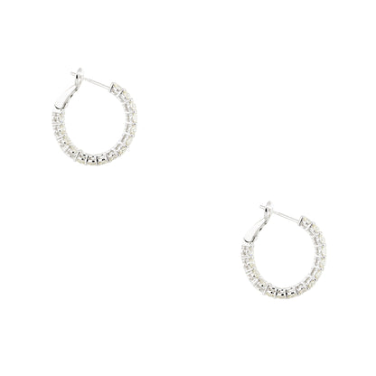 14k White Gold 2.57ctw Diamond Inside Out Hoop Earrings