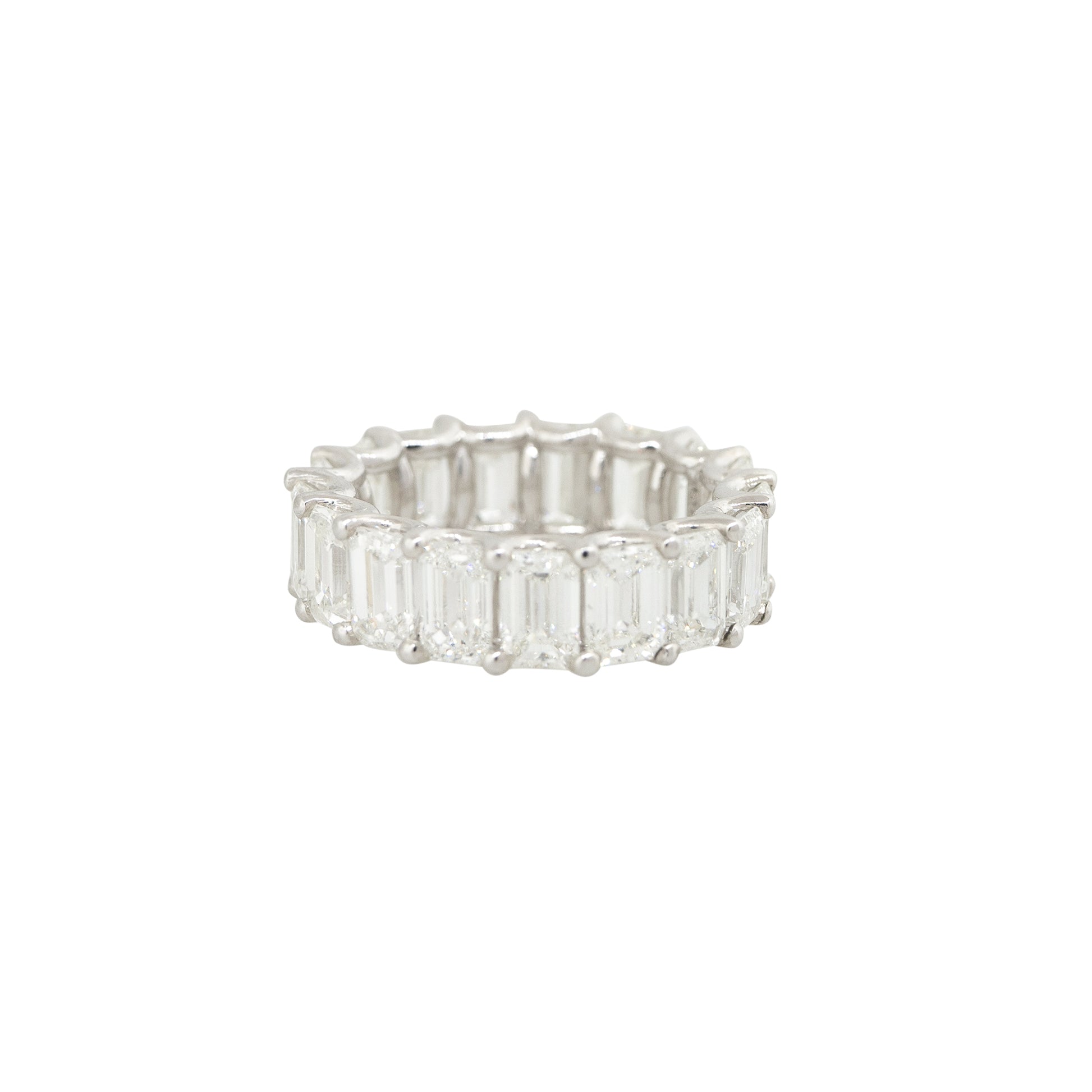 Platinum 8.29ctw Emerald Cut Diamond Eternity Band