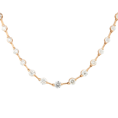 18k Rose Gold 8.41ctw Round Brilliant Diamond Station Necklace