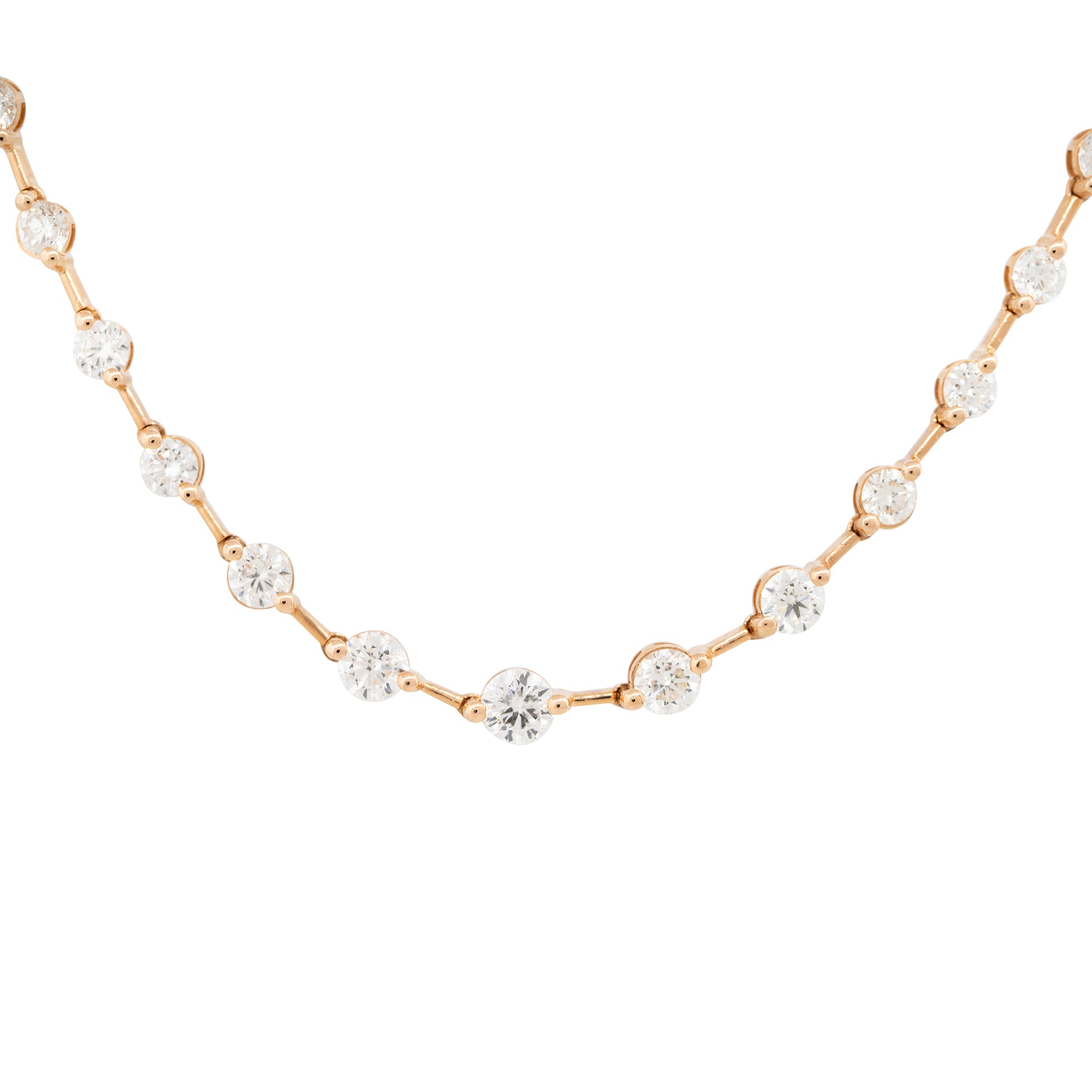 18k Rose Gold 8.41ctw Round Brilliant Diamond Station Necklace