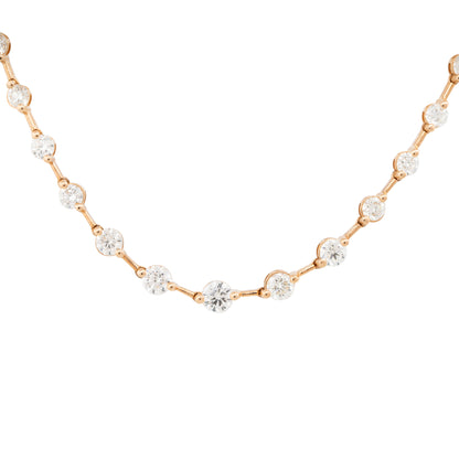 18k Rose Gold 8.41ctw Round Brilliant Diamond Station Necklace