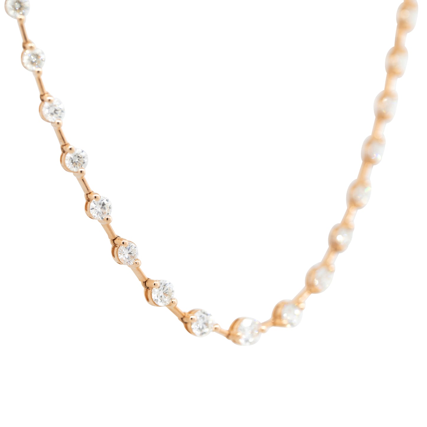 18k Rose Gold 8.41ctw Round Brilliant Diamond Station Necklace