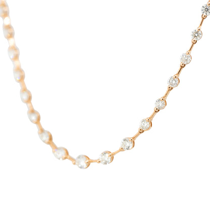 18k Rose Gold 8.41ctw Round Brilliant Diamond Station Necklace