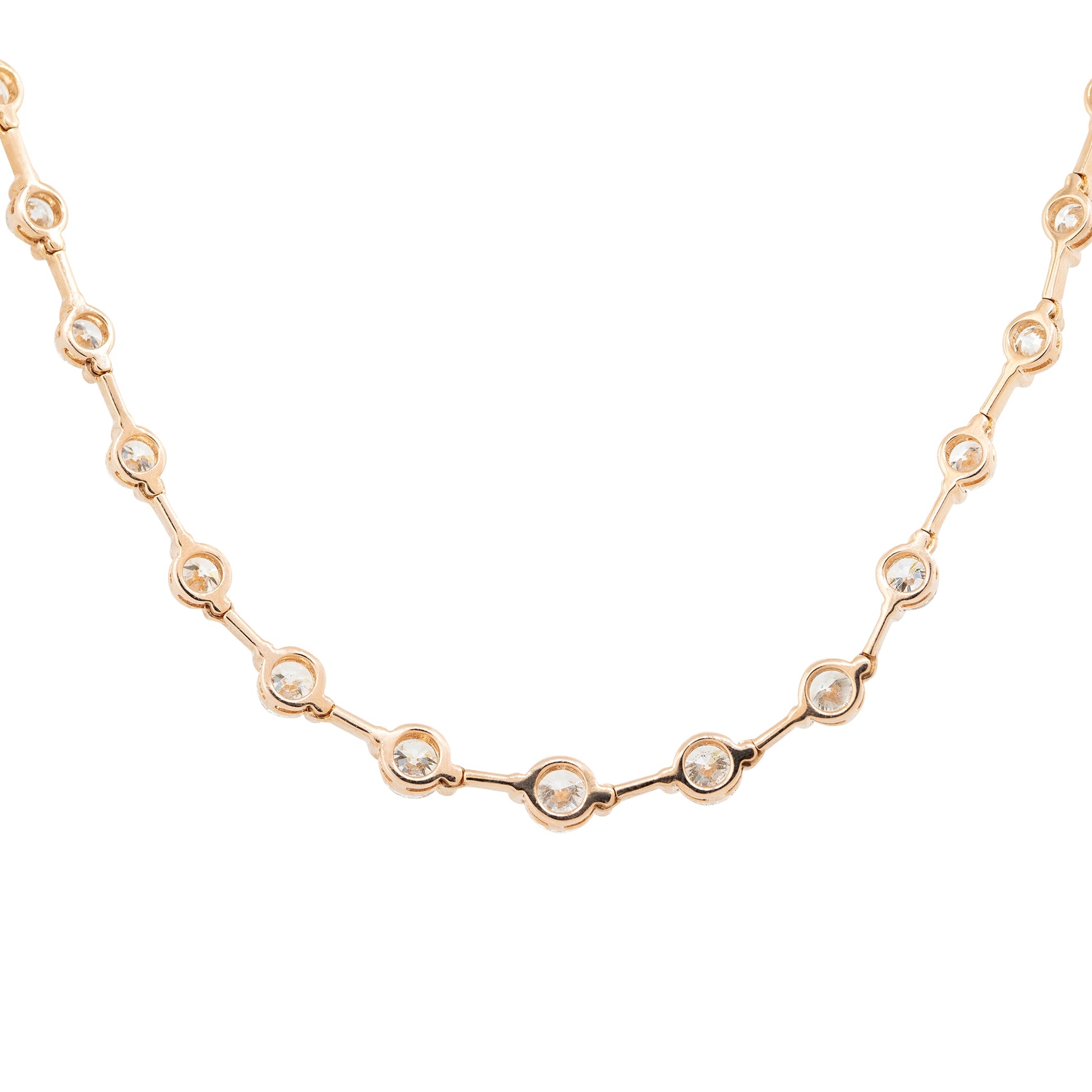 18k Rose Gold 8.41ctw Round Brilliant Diamond Station Necklace