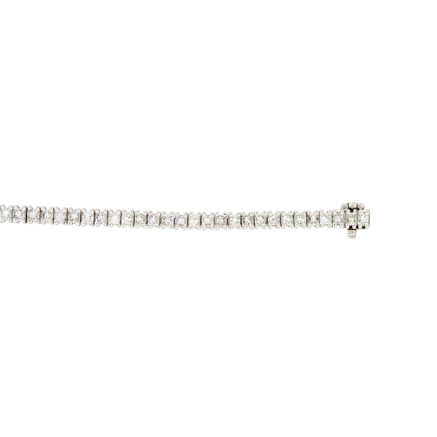 14k White Gold 4.67ctw Princess Cut Diamond Tennis Bracelet