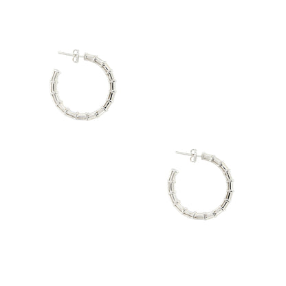 18k White Gold 5.70ctw Emerald Cut Diamond Hoop Earrings