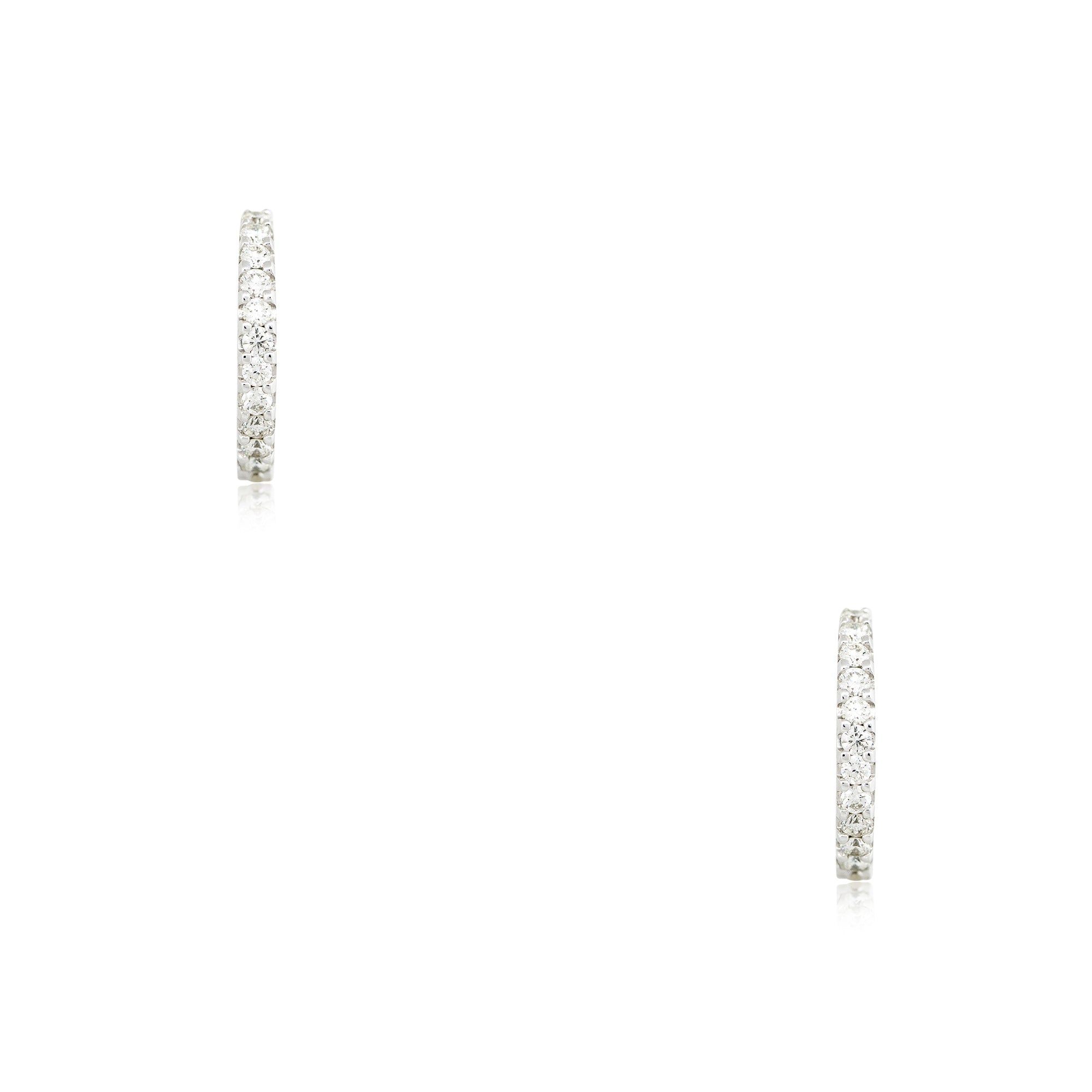 14k White Gold 0.36ctw Small Round Brilliant Diamond Hoop Earrings