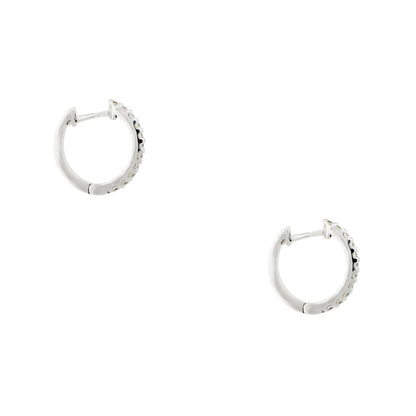 14k White Gold 0.36ctw Small Round Brilliant Diamond Hoop Earrings