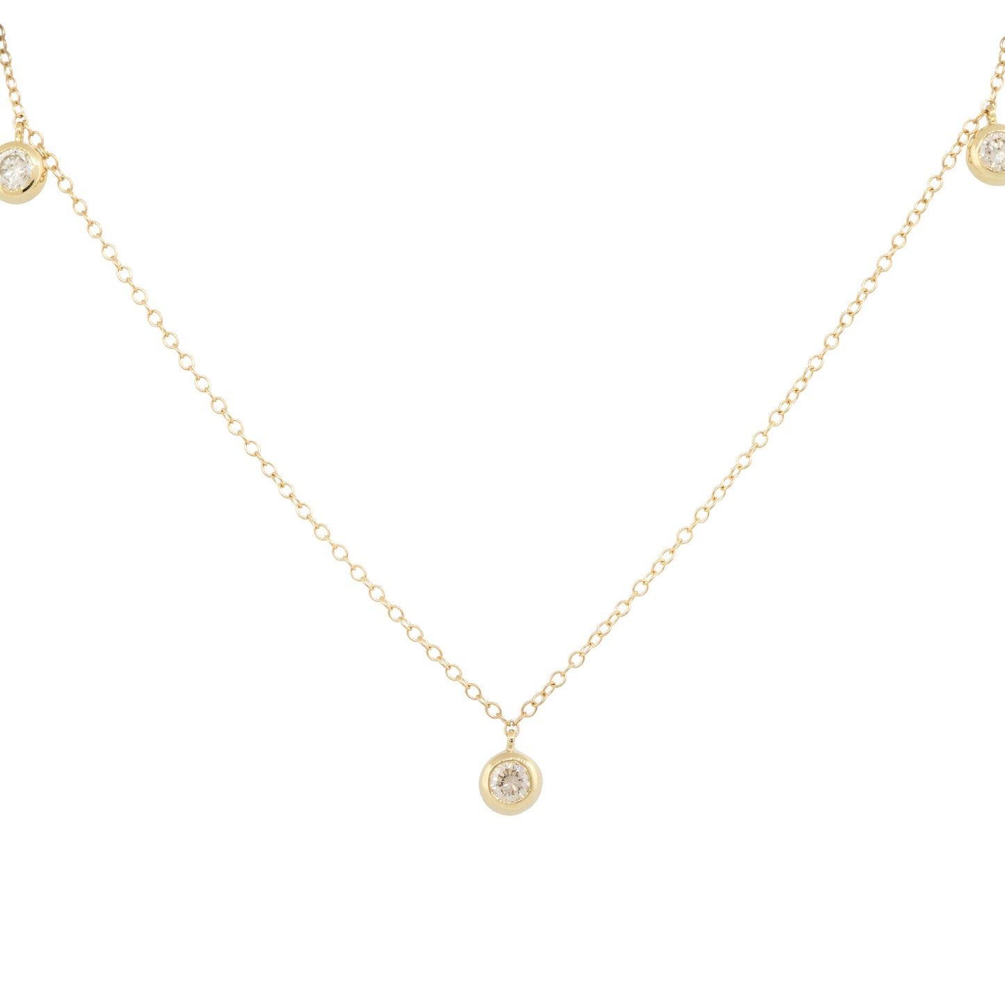 14k Yellow Gold 0.66ctw Round Brilliant Cut Diamond Station Necklace