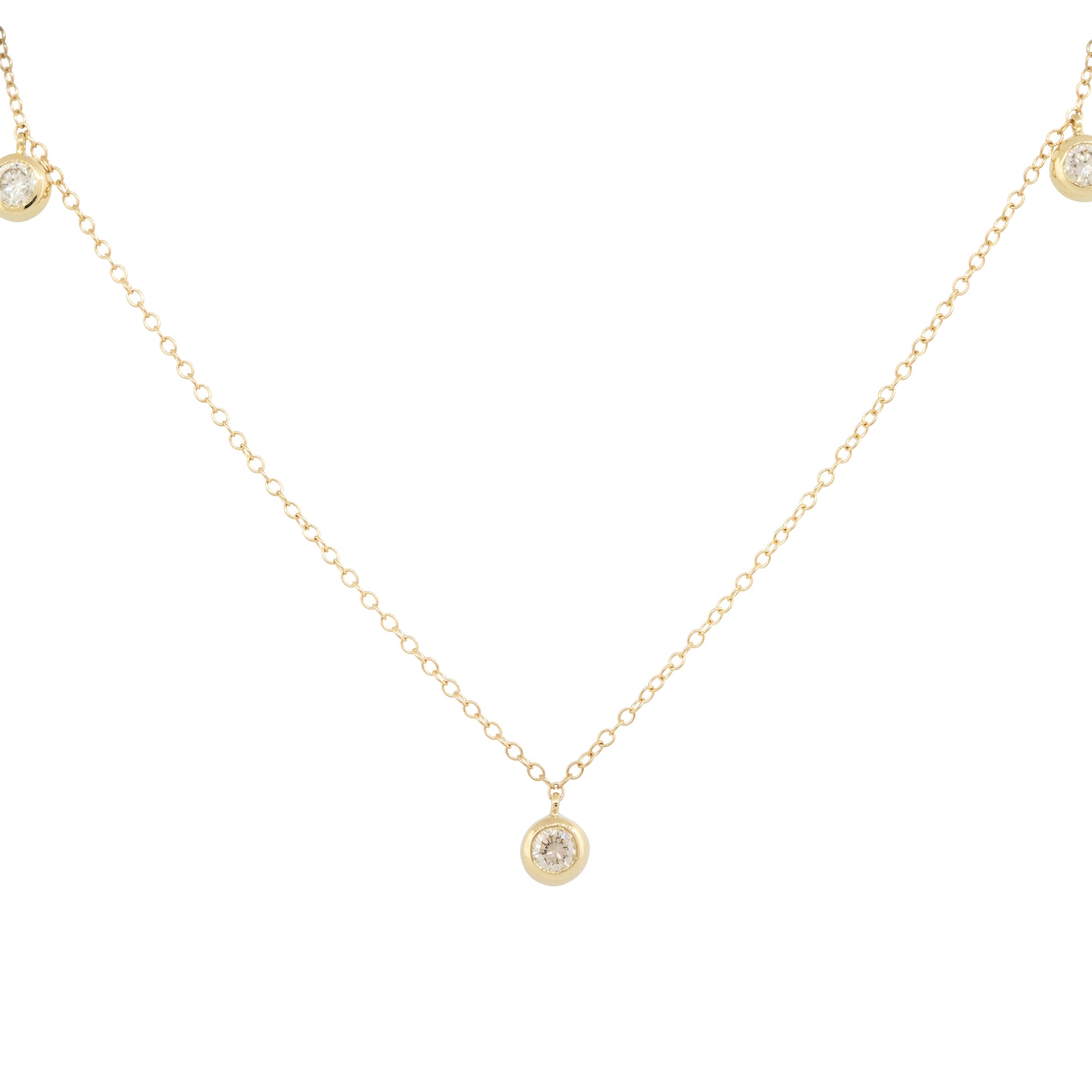 14k Yellow Gold 0.66ctw Round Brilliant Cut Diamond Station Necklace