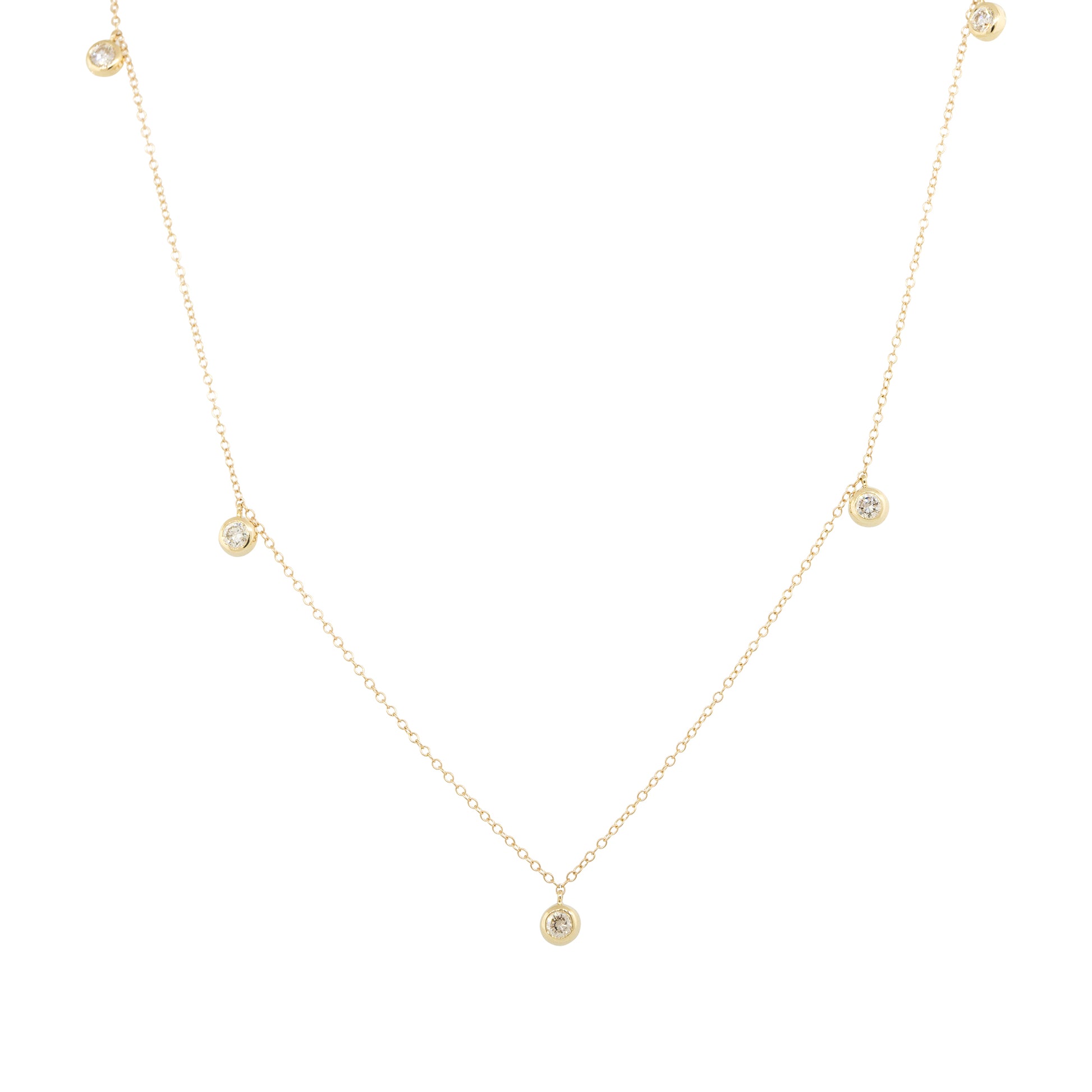 14k Yellow Gold 0.66ctw Round Brilliant Cut Diamond Station Necklace