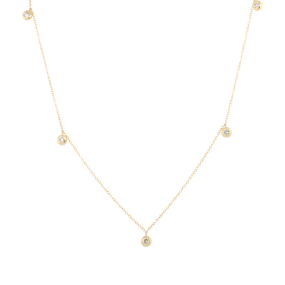 14k Yellow Gold 0.66ctw Round Brilliant Cut Diamond Station Necklace