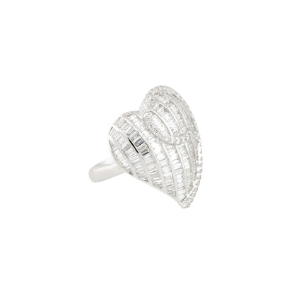 18k White Gold 2.4ctw Baguette & Round Brilliant Diamond Heart Ring