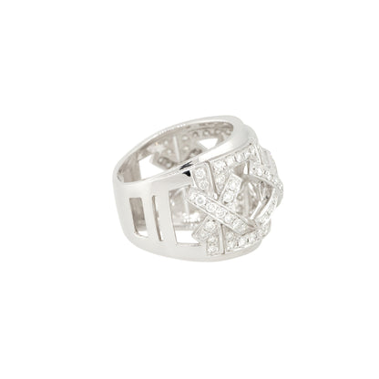 18k White Gold 1.56ctw Wide Pave Diamond "X" Band Ring