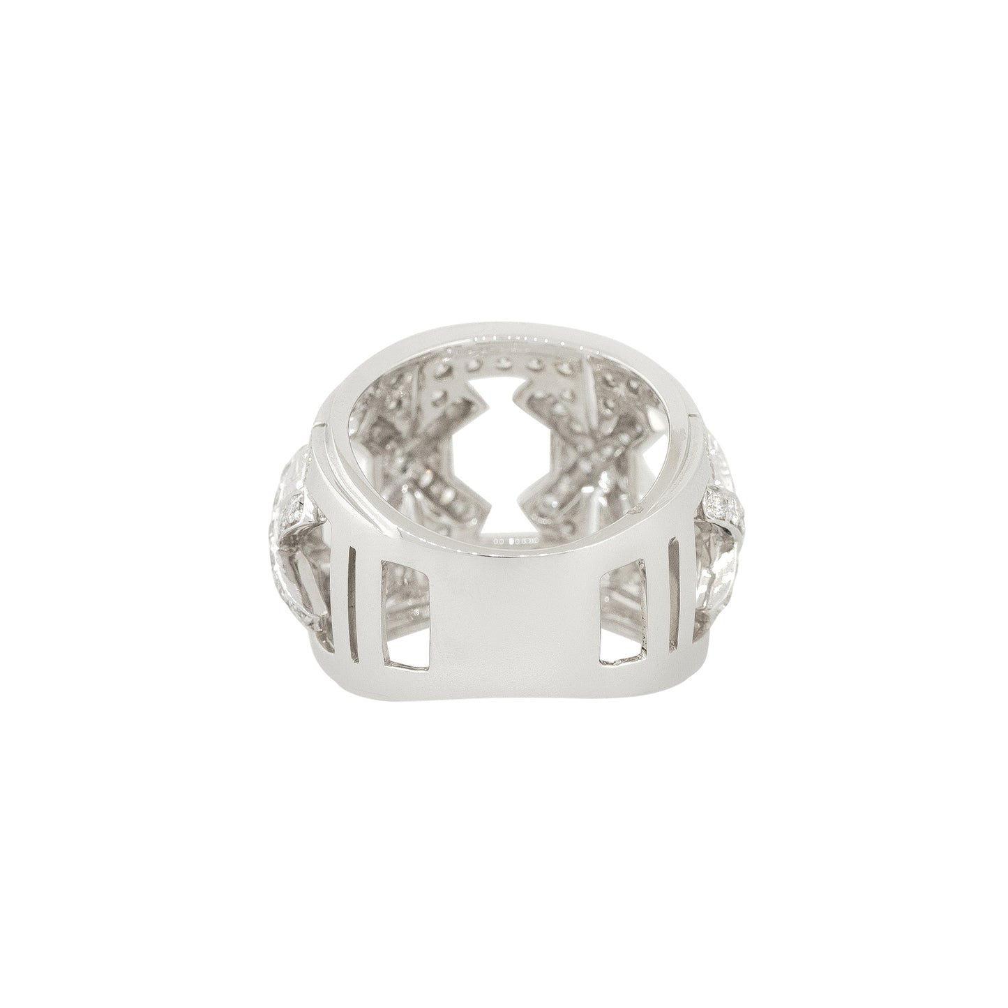 18k White Gold 1.56ctw Wide Pave Diamond "X" Band Ring