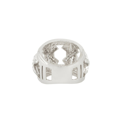 18k White Gold 1.56ctw Wide Pave Diamond "X" Band Ring