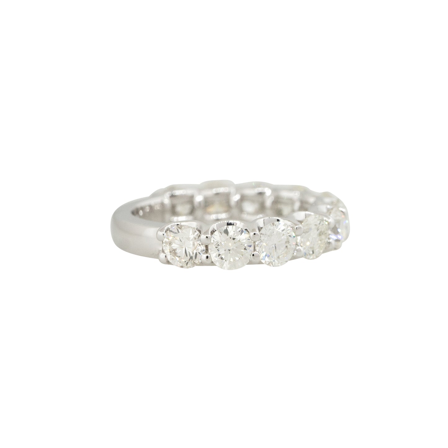 14k White Gold 3.13ctw Round Brilliant Diamond 3/4 Wedding Band 