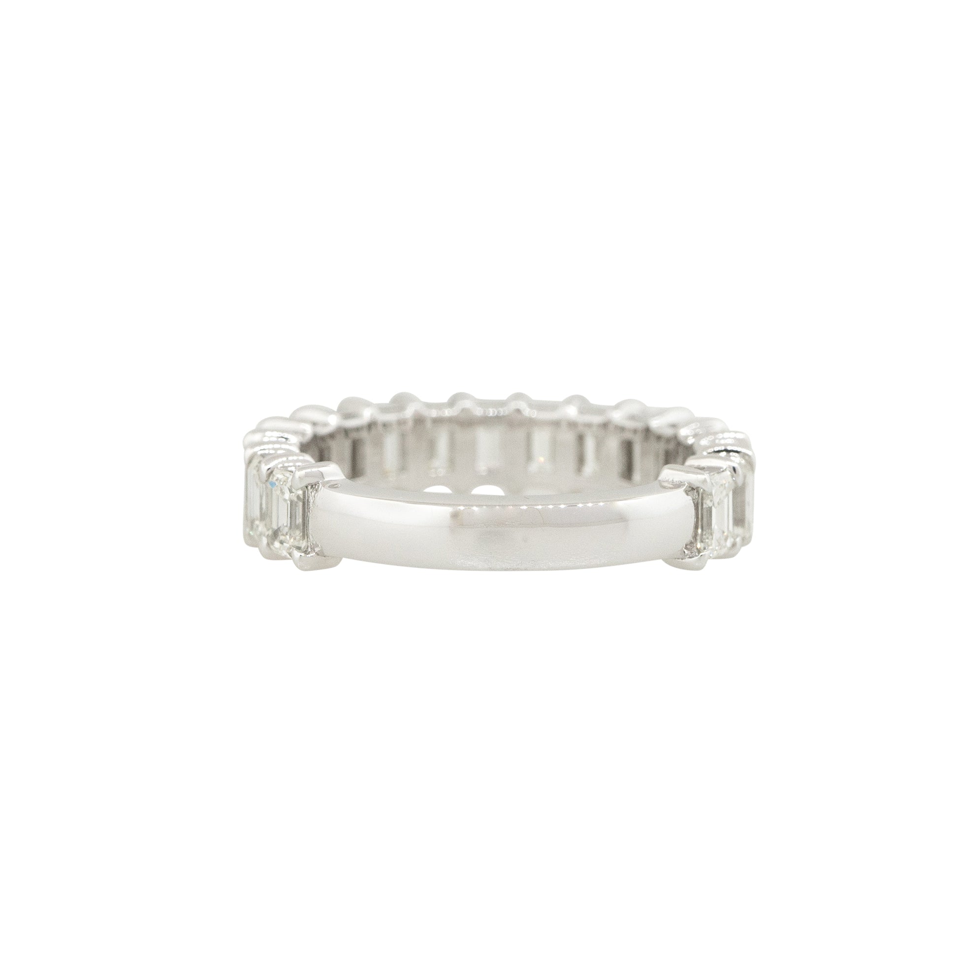 14k White Gold 2.92ctw Emerald Cut Diamond 3/4 Wedding Band