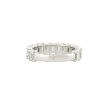 14k White Gold 2.92ctw Emerald Cut Diamond 3/4 Wedding Band