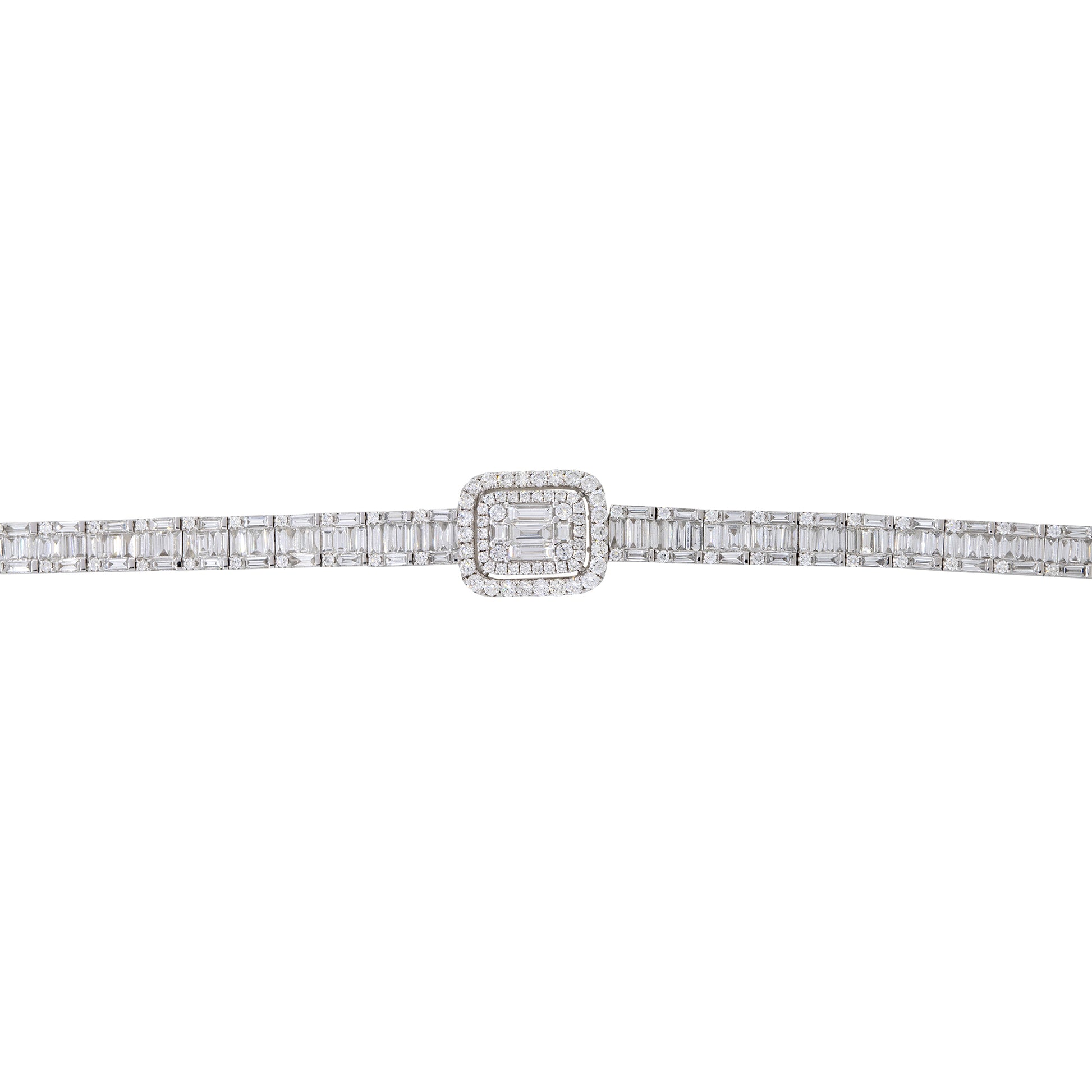 18k White Gold 6.96ctw Mosaic Diamond Station Bracelet