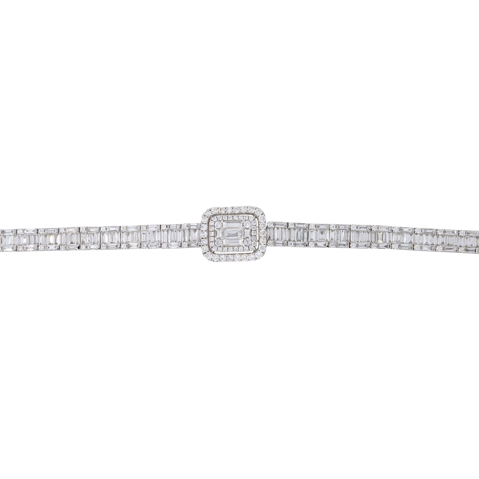 18k White Gold 6.96ctw Mosaic Diamond Station Bracelet