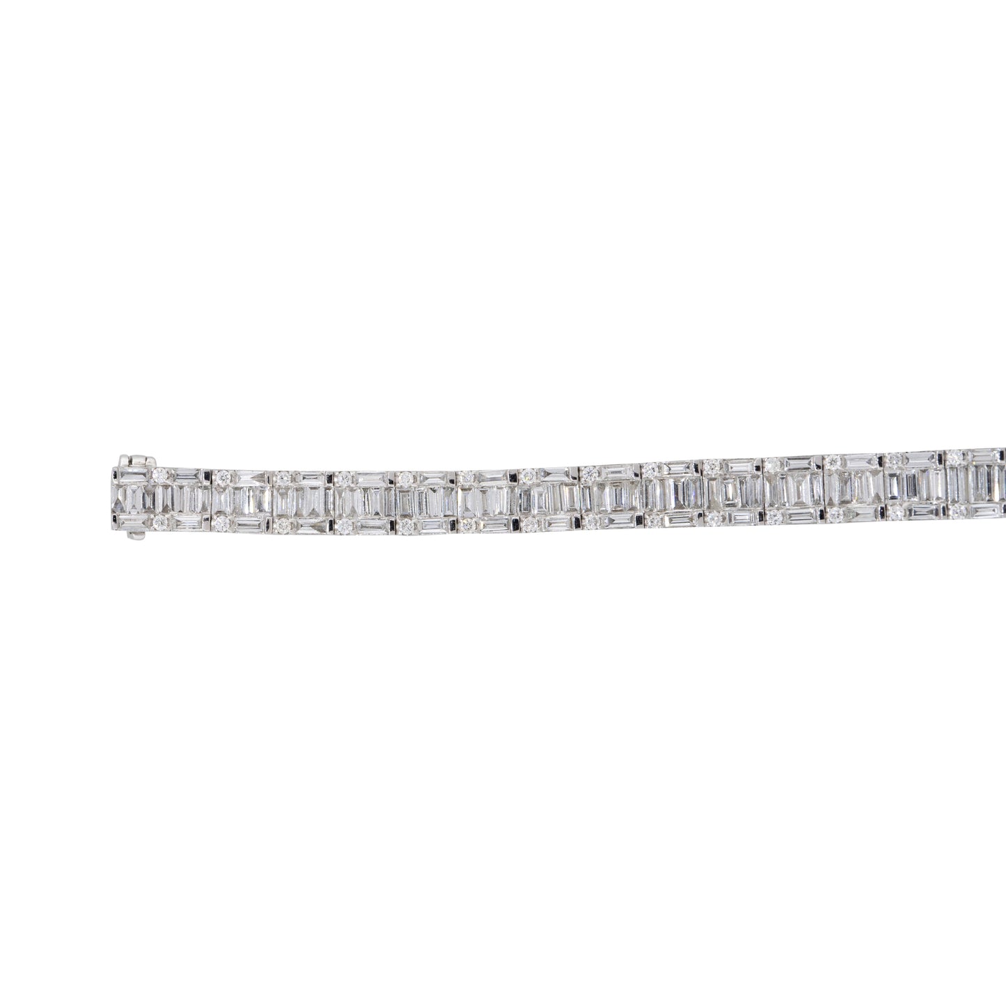 18k White Gold 6.96ctw Mosaic Diamond Station Bracelet
