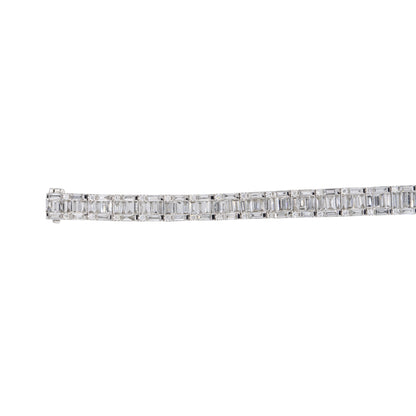 18k White Gold 6.96ctw Mosaic Diamond Station Bracelet