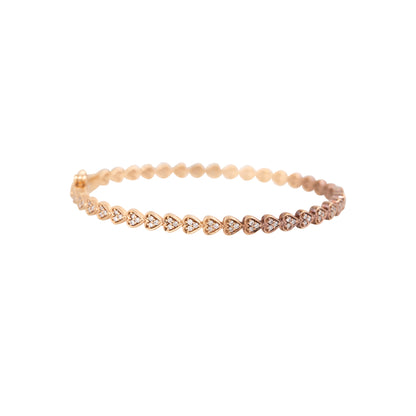 18k Rose Gold 0.85ctw Hearts Pave Diamond Bangle Bracelet