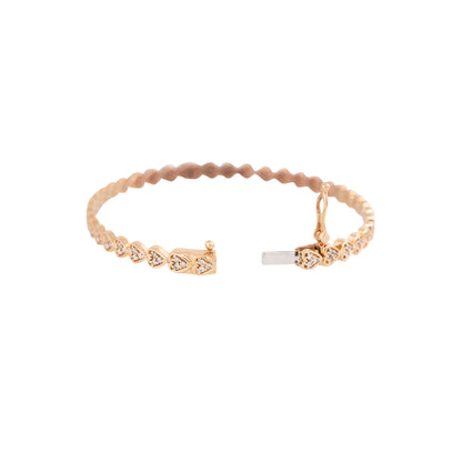 18k Rose Gold 0.85ctw Hearts Pave Diamond Bangle Bracelet