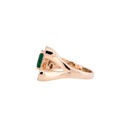 14k Rose Gold 1.77ctw Emerald & 0.44ctw Diamond Open Ring