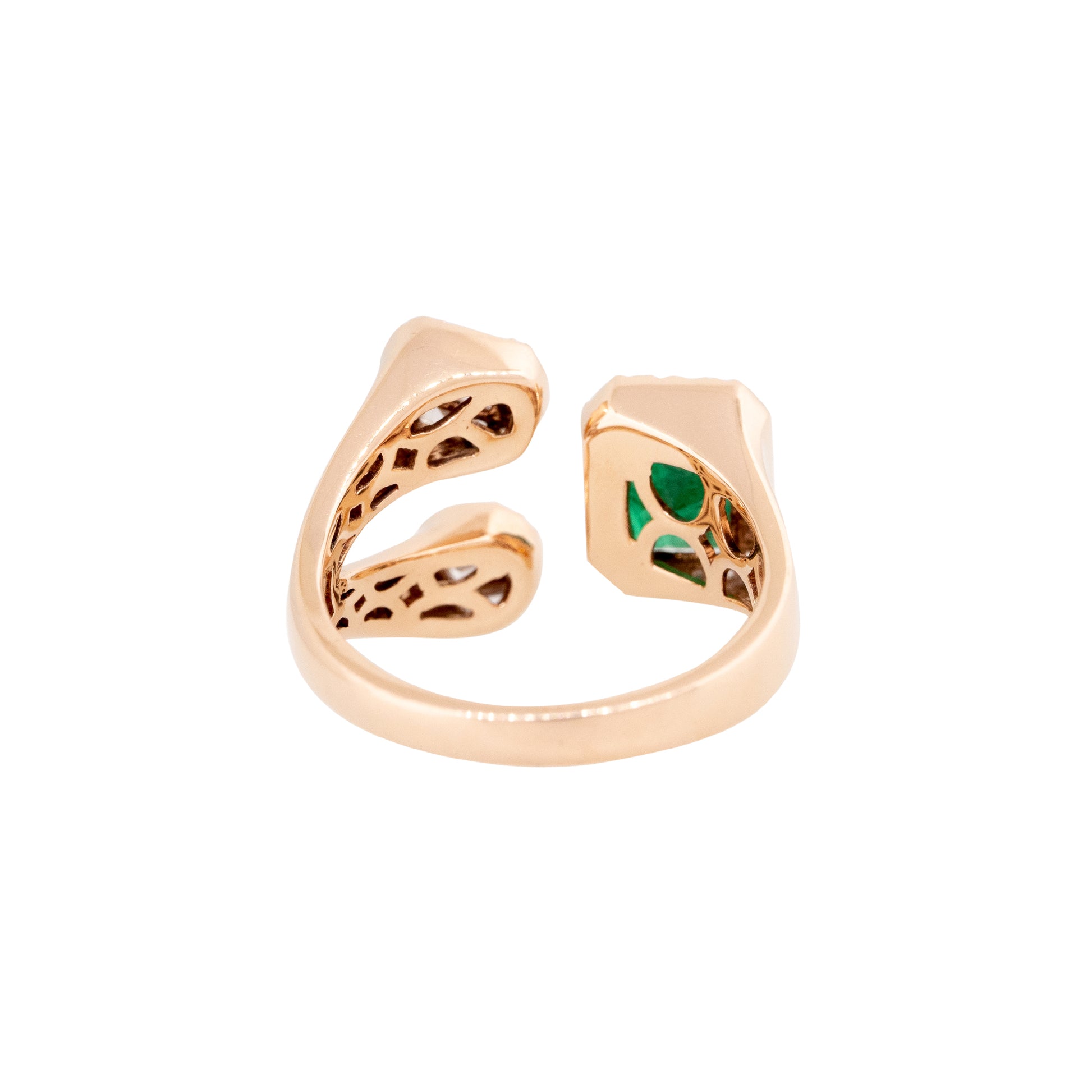 14k Rose Gold 1.77ctw Emerald & 0.44ctw Diamond Open Ring