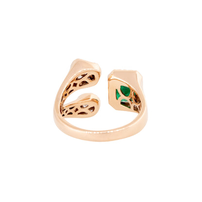 14k Rose Gold 1.77ctw Emerald & 0.44ctw Diamond Open Ring