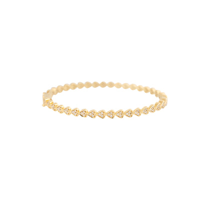 18k Yellow Gold 0.85ctw Hearts Pave Diamond Bangle Bracelet