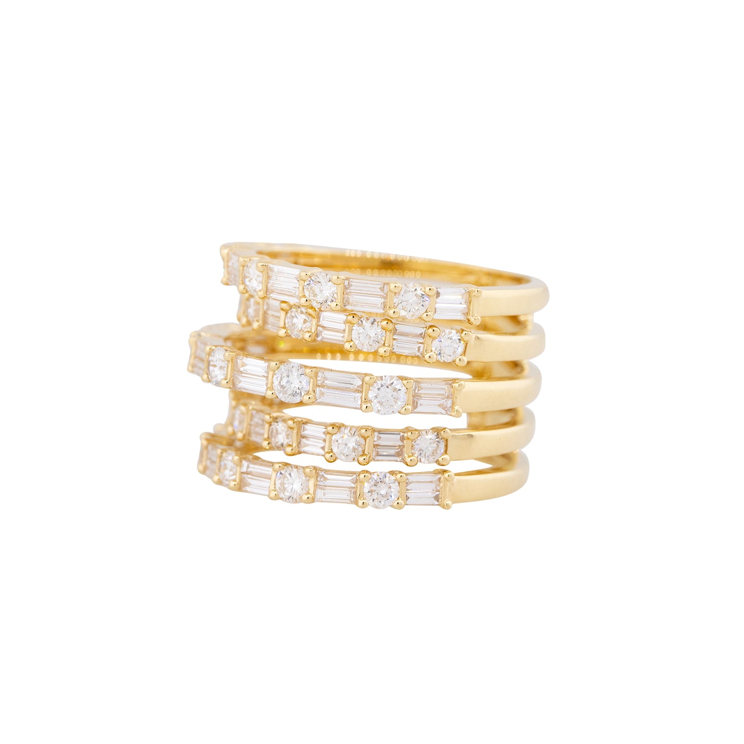 18k Yellow Gold 2.62ctw Round Brilliant & Baguette Cut Diamond Ring