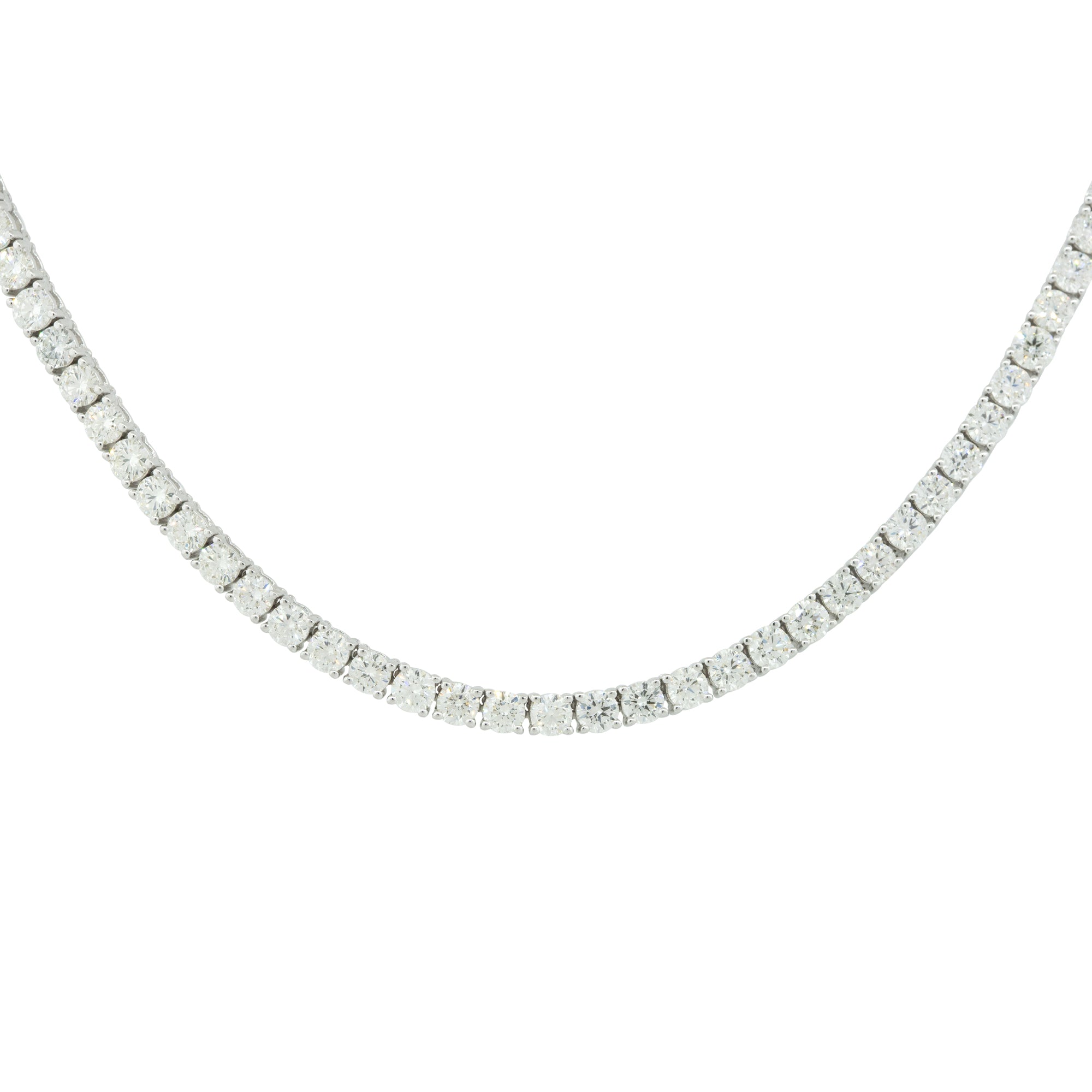 14k White Gold 11.66ctw Round Brilliant Cut Diamond Tennis Necklace