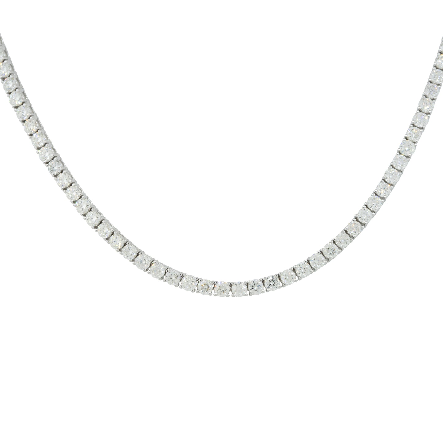 14k White Gold 11.66ctw Round Brilliant Cut Diamond Tennis Necklace