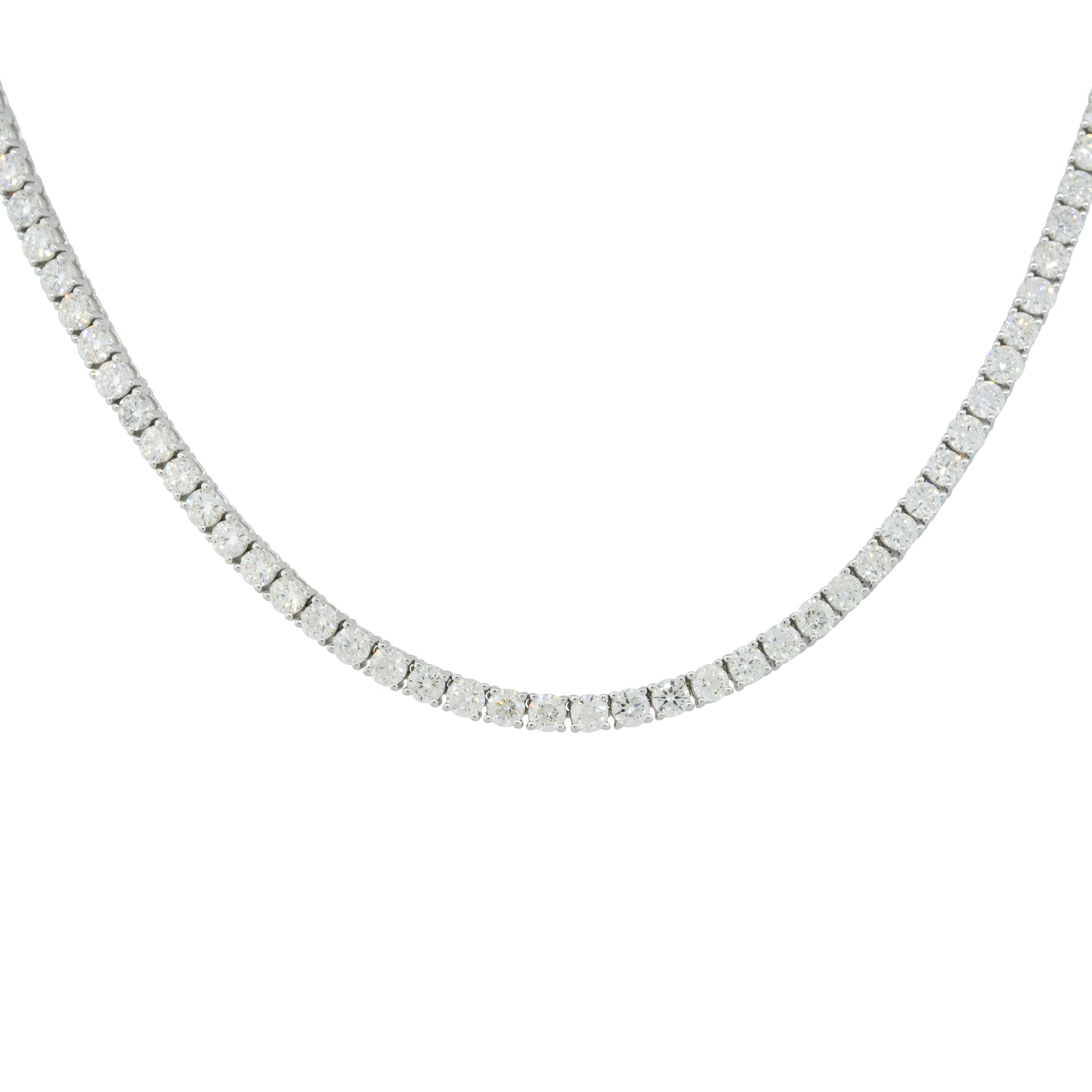 14k White Gold 11.66ctw Round Brilliant Cut Diamond Tennis Necklace