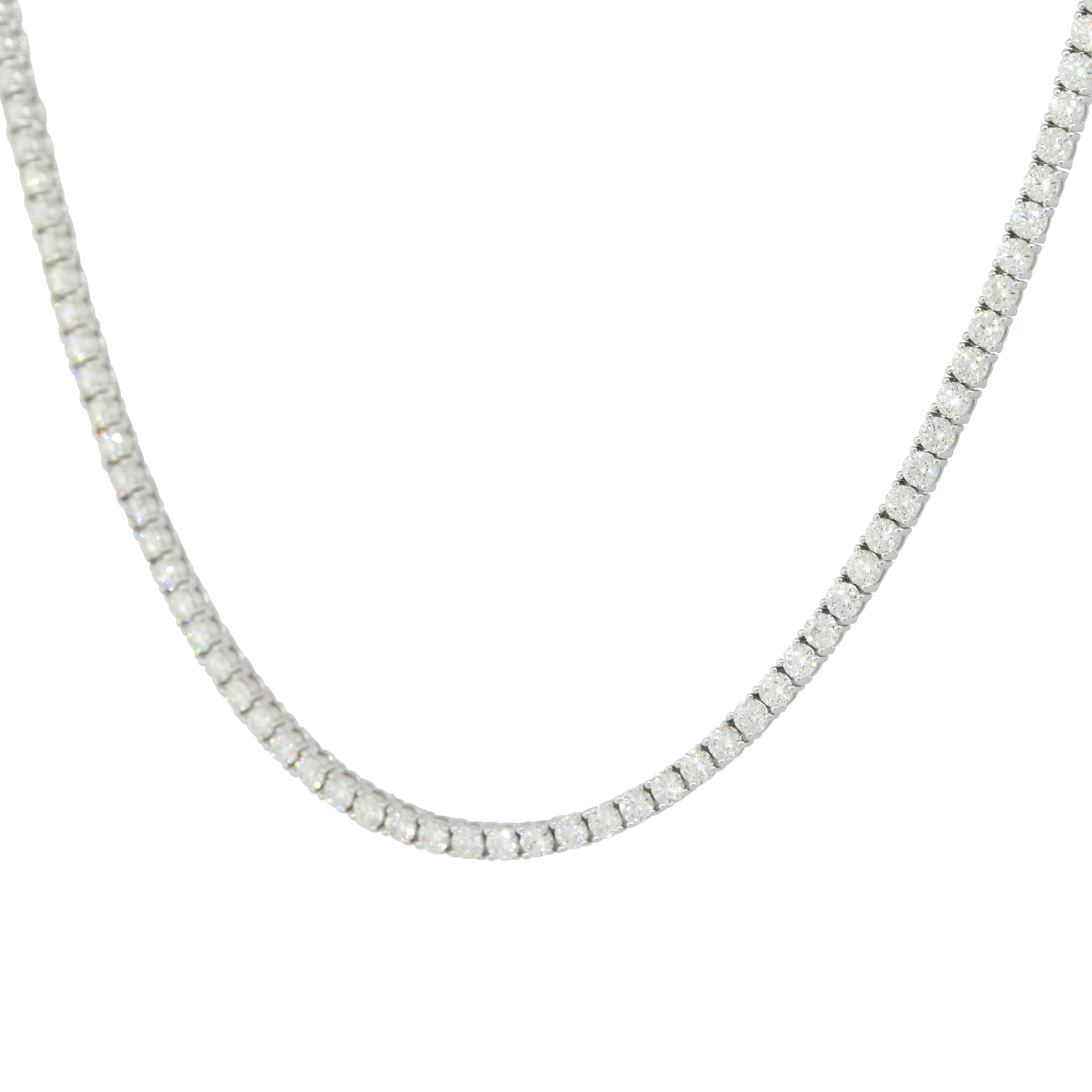 14k White Gold 11.66ctw Round Brilliant Cut Diamond Tennis Necklace