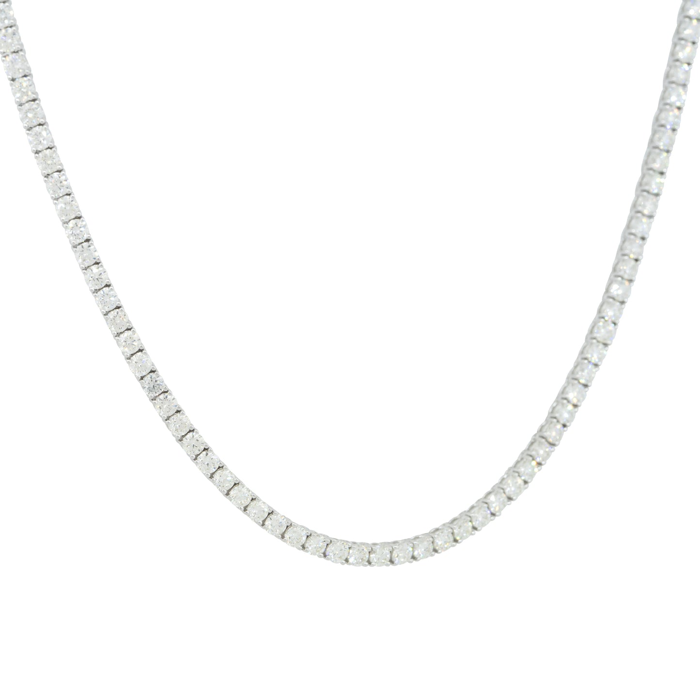 14k White Gold 11.66ctw Round Brilliant Cut Diamond Tennis Necklace