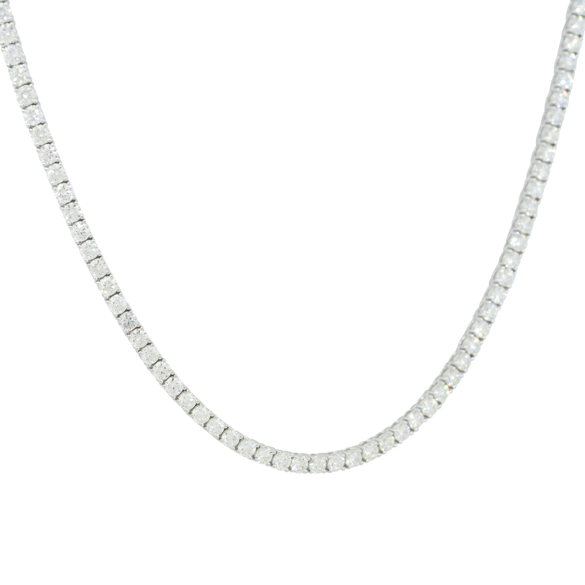 14k White Gold 11.66ctw Round Brilliant Cut Diamond Tennis Necklace