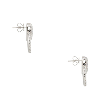 18k White Gold 2.38ctw Pave Diamond Circle Drop Earrings